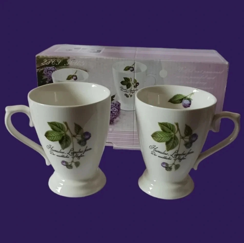 Humulus lupulus botanical coffee mug set of 2